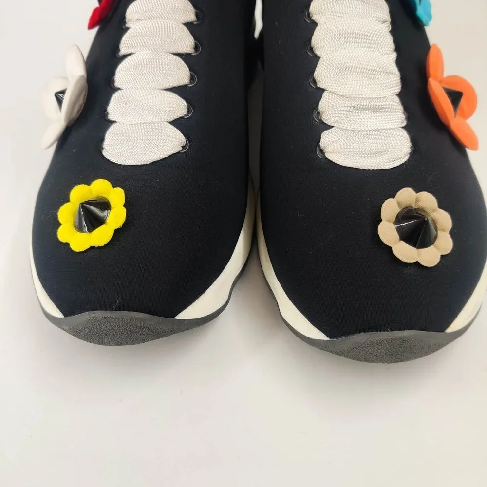 Fendi Neoprene Flowerland Flower Applique Sneakers 39.5 9.5